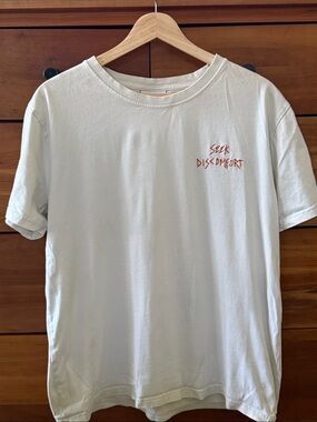 Seek Discomfort Off White "Live the Dash" Graphic Crewneck T-Shirt